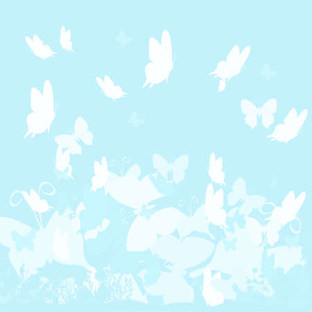 color background with butterflies, blueのイラスト素材