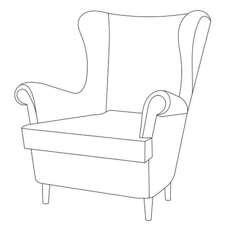 armchair contour, sketch, vector, isolatedのイラスト素材