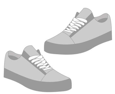 vector, isolated, gray sneakers on white backgroundのイラスト素材