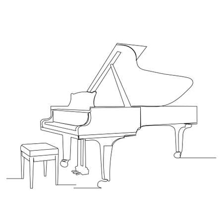 continuous line drawing fortopiano, piano sketchのイラスト素材