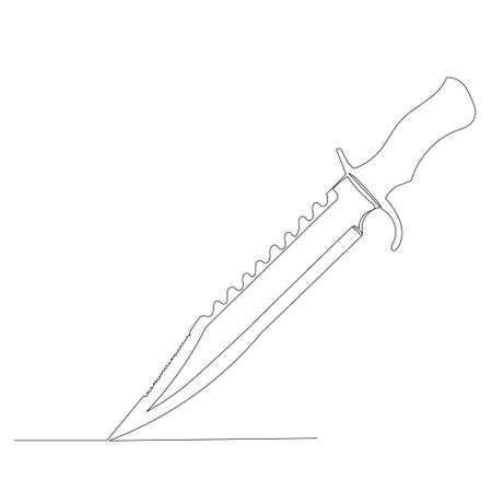 continuous line drawing sword, knife sketch, vectorのイラスト素材