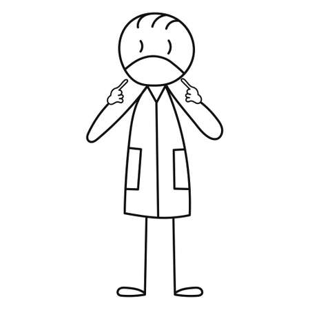 isolated stick figure, doctor in maskのイラスト素材