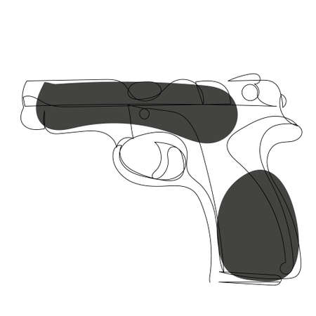 pistol drawing by one continuous lineのイラスト素材