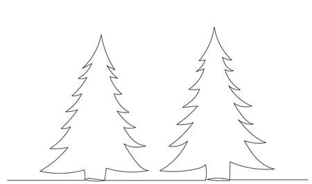 tree drawing with one continuous lineのイラスト素材