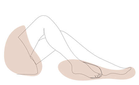 female legs drawing by one continuous line, isolatedのイラスト素材