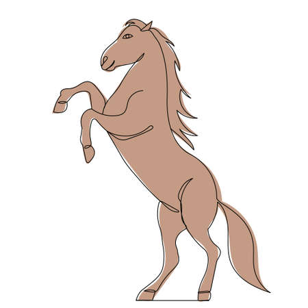 single continuous line drawing brown horseのイラスト素材