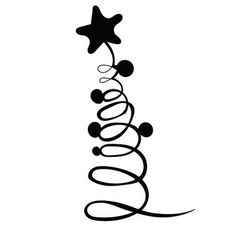 silhouette christmas tree, christmas, isolatedのイラスト素材