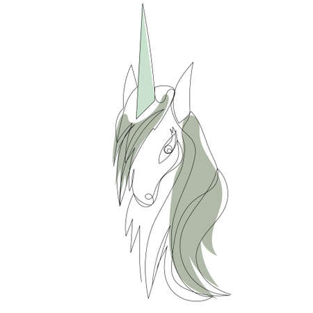 one continuous line drawing of a portrait of a unicornのイラスト素材