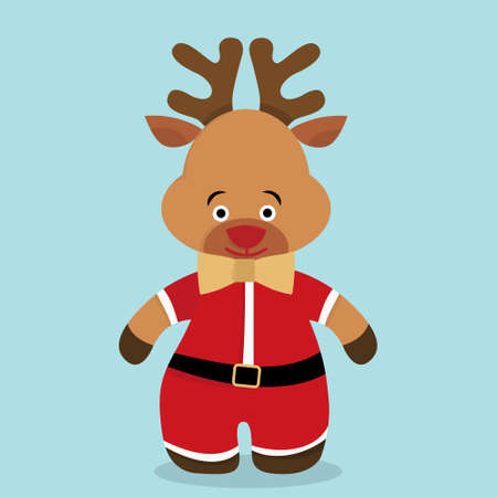christmas deer, character in flat style, vectorのイラスト素材