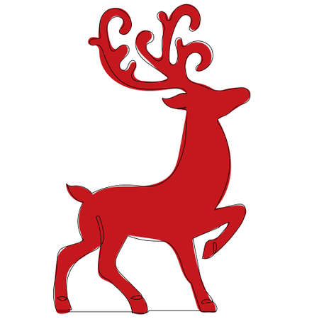 one line drawing red deer, isolated vectorのイラスト素材