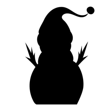silhouette of a snowman in a hat, isolated vectorのイラスト素材