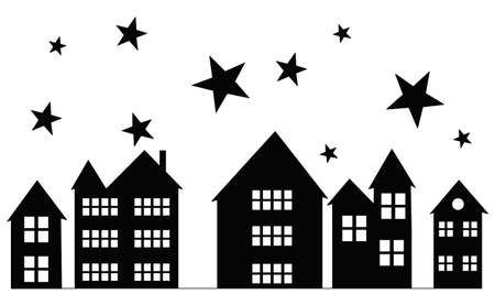 silhouette of a house and starsのイラスト素材