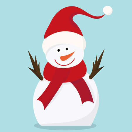 snowman character in flat styleのイラスト素材
