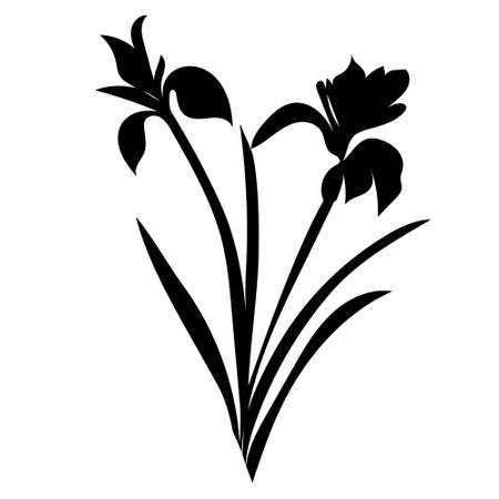 flower silhouette vector, isolated, on white backgroundのイラスト素材