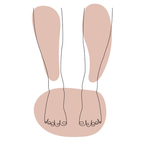 female feet line drawing vector, isolatedのイラスト素材