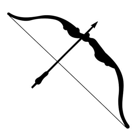 black silhouette bow and arrow vector, isolatedのイラスト素材