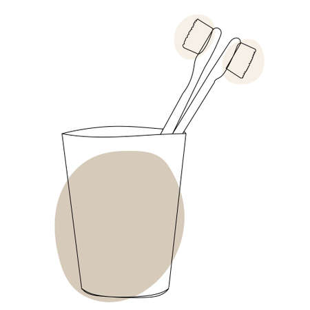 toothbrushes one continuous line drawing vectorのイラスト素材