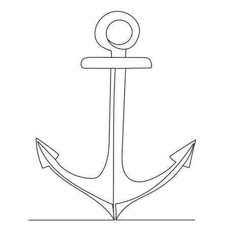 anchor drawing one continuous line vectorのイラスト素材