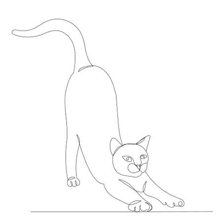 cat drawing by continuous line isolated, vectorのイラスト素材