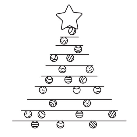 christmas tree doodle drawing isolatedのイラスト素材