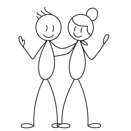 stick figure, man woman doodle drawing, isolatedのイラスト素材