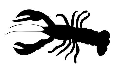 shrimp, cancer, black silhouette vector, isolated, iconのイラスト素材