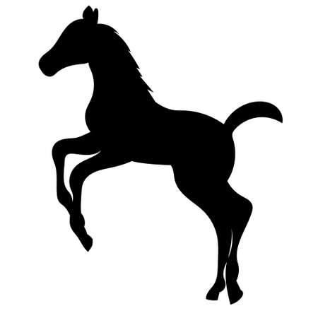 foal black silhouette vector, isolated, on white backgroundのイラスト素材