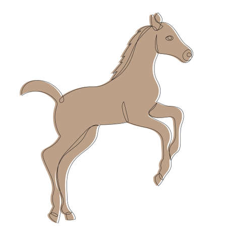 brown foal, sketch, vector, isolated on white backgroundのイラスト素材