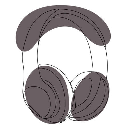 headphones sketch line drawing, vectorのイラスト素材