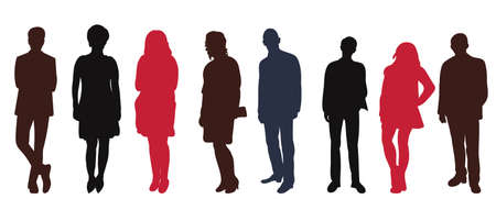 standing people silhouette, isolated, vectorのイラスト素材