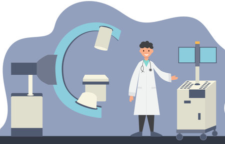 doctor and x-ray apparatus, vectorのイラスト素材
