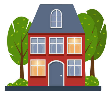 house red in scandinavian styleのイラスト素材