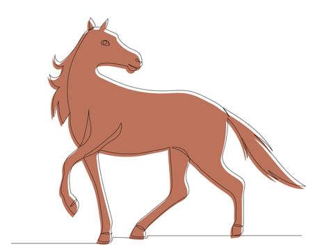 brown horse sketch, vector, isolatedのイラスト素材