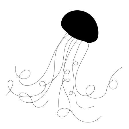 silhouette jellyfish marine, isolated, vector