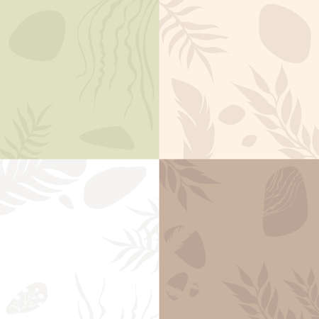 abstract background with plants setのイラスト素材
