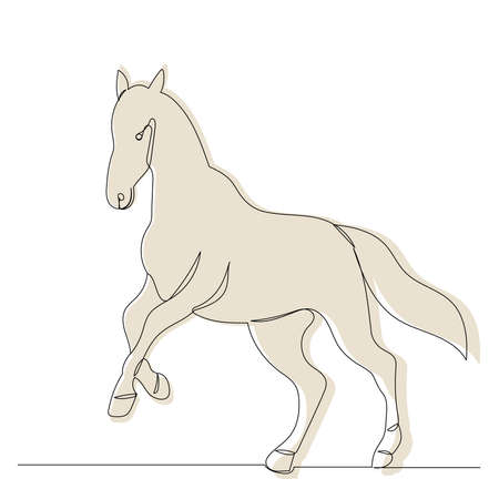 running horse sketch, outline, vector, isolatedのイラスト素材
