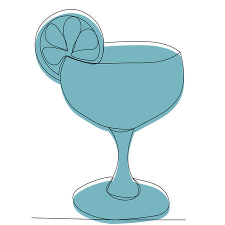 glass with lemonade sketch, outline, vector, isolatedのイラスト素材