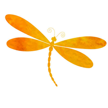dragonfly orange watercolor silhouette isolated, vectorのイラスト素材