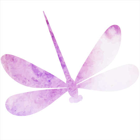 dragonfly pink watercolor silhouette isolated, vectorのイラスト素材