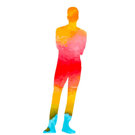 man watercolor silhouette isolated, vectorのイラスト素材