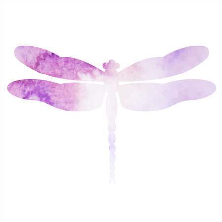 dragonfly purple watercolor silhouette isolatedのイラスト素材