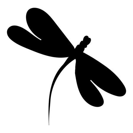 dragonfly silhouette on white background, vectorのイラスト素材