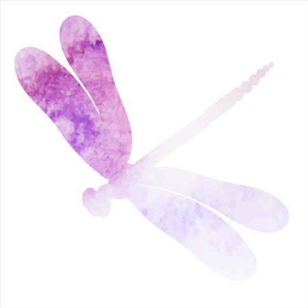 dragonfly purple watercolor silhouette, vector, isolatedのイラスト素材