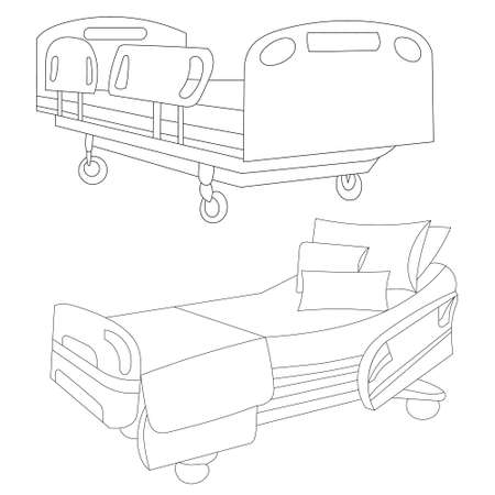medical bed, outline sketch, vector, isolatedのイラスト素材
