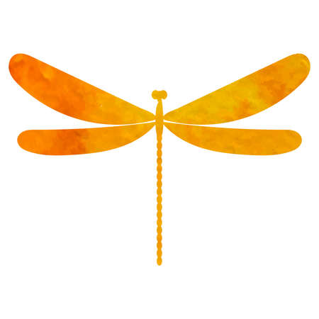 dragonfly orange watercolor silhouette, isolated, vectorのイラスト素材