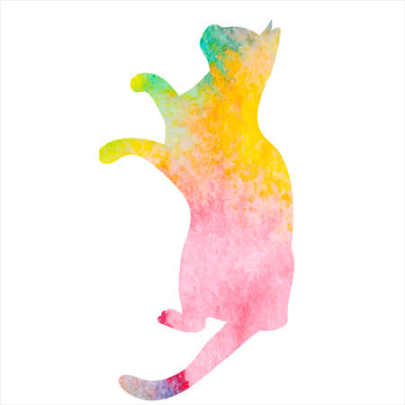 cat watercolor silhouette, isolated, vector, iconのイラスト素材