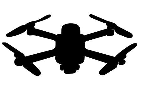 quadcopter black silhouette, isolated, vector, iconのイラスト素材