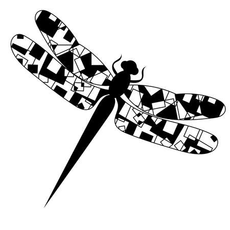 dragonfly silhouette, icon, doodle designのイラスト素材