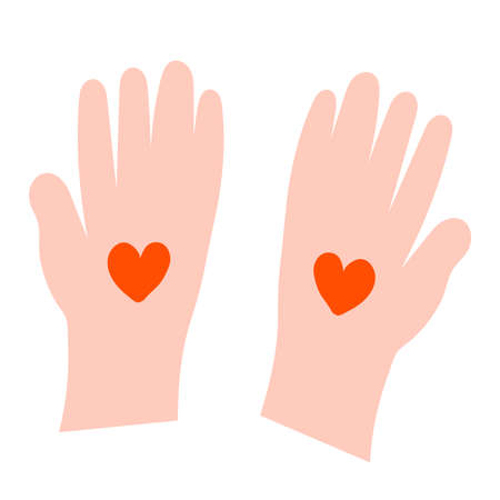 hands with heart on white background vectorのイラスト素材