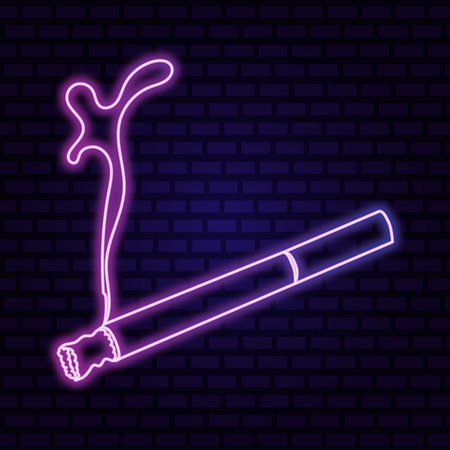 neon cigarette on black background vectorの写真素材